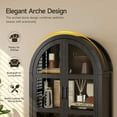 thumbnail image 5 of 71" Tall Arched Cabinet, 5-Tier Arched Kitchen Pantry with Glass Doors & Shelves, Modern Display Arch Cabinet with Adjustable Feet, Wooden Pantry for Living Room, Dining Room, 5 of 9