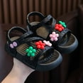 thumbnail image 2 of TUOBARR Sandals for Toddler Girls,Summer Girls' Sandals Anti-skid Soft Soles Small Medium And Large Children's Flower Decorative Princess Shoes Black 8-9 Years, 2 of 5