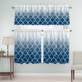 thumbnail image 5 of Navy Blue Curtain Valances Set Moroccan Trellis Abstract Gradient Geometric Kitchen Curtains 24&nbsp;inch Length Rod Pocket Valance and Tiers 3 Piece Set Small Bedroom Bathroom Laundry Decor, 5 of 9