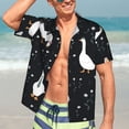thumbnail image 7 of Pofeuu Fashionable Goose Print Hawaiian Shirt for Men Sleeves Casual Button Down Summer Beach Dress Shirts T-Shirts,Large, 7 of 7