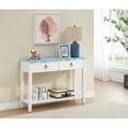thumbnail image 3 of Treasure Trove Boardwalk White & Teal Two Drawer Wood Console Table, 3 of 7