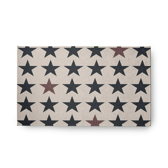 18" x 30" Simply Daisy Stars with Blue and Red Americana Chenille Area Rug, Blue-Red