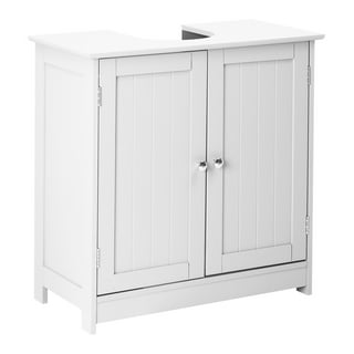 kleankin Pedestal Sink Storage Cabinet, Bathroom Under Sink Cabinet with 2  Doors and Open Shelf, Bathroom Vanity, Grey 834-431GY - The Home Depot