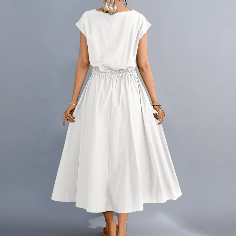 cotton waist elastic dress Tencel Cotton Floral Elastic Waist Maxi Dress 2026