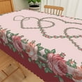 thumbnail image 4 of Mizhona Valentine Rectangle Tablecloth Pink Rose Dining Table Cloth Waterproof Kitchen Decorations 54"x72", 4 of 6