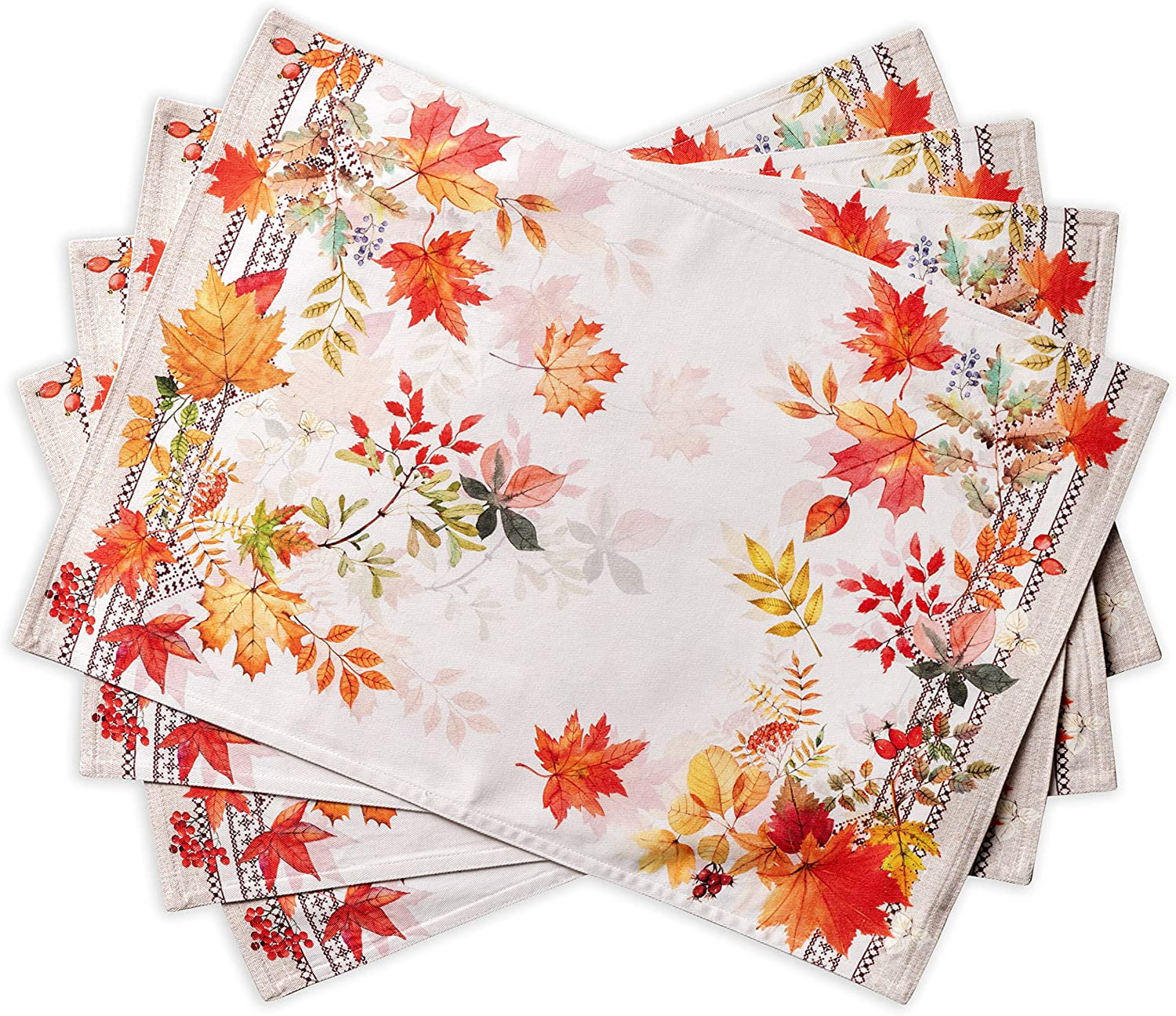 Maison d' Hermine Faisan D' Automne 100% Cotton Set of 4 Placemats for Dining Table Everyday Use Kitchen Wedding Dinner Parties | 13 Inch by 19 Inch