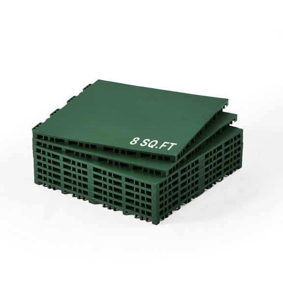 VEVOR Dryland Tiles for Hockey Floor Mat, 12 x 12 in 8 Pcs Interlocking Versatile Training Surface, Dance Floor Tiles, Hockey Training Equipment Board for Shooting (Green, 8 sq. ft/Box)