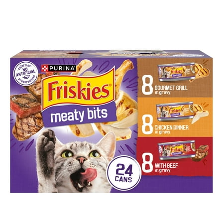 Friskies Meaty Bites Variety Pack Wet Cat Food, 5.5 oz Cans, 24 Pack