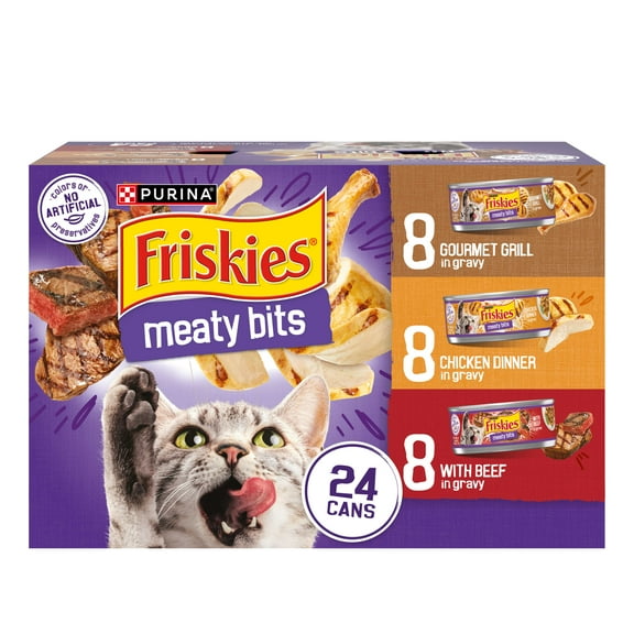 Friskies Meaty Bites Variety Pack Wet Cat Food, 5.5 oz Cans, 24 Pack