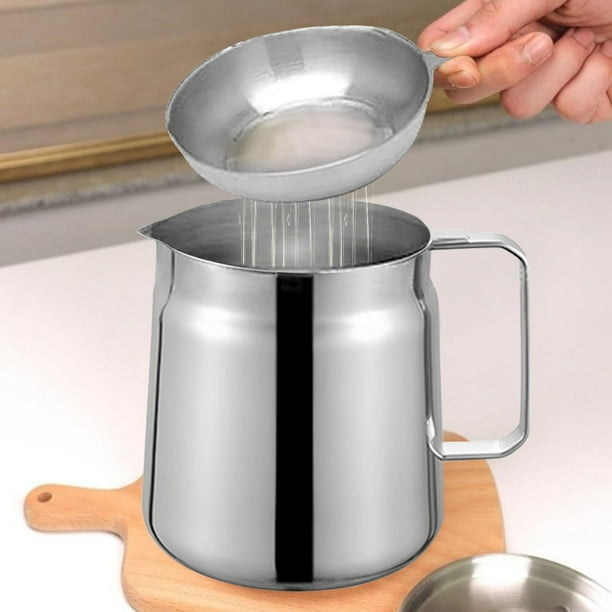 Descuentos Relámpago, Filtro de aceite multiusos de gran capacidad de acero inoxidable 304: ideal para aceite de cocina con grasa y más; diseño antigoteo y antifugas Akmoler