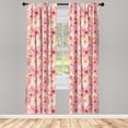 thumbnail image 3 of Ambesonne Pink Curtains, Dahlias Floral, Pair of 28"x84", Pink Yellow, 3 of 5