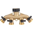 thumbnail image 4 of 3/4 Inch Brass 4 Way Hose Pipe Splitter Nozzle Switcher Tap Connectors for Garden Irrigation, 4 of 7