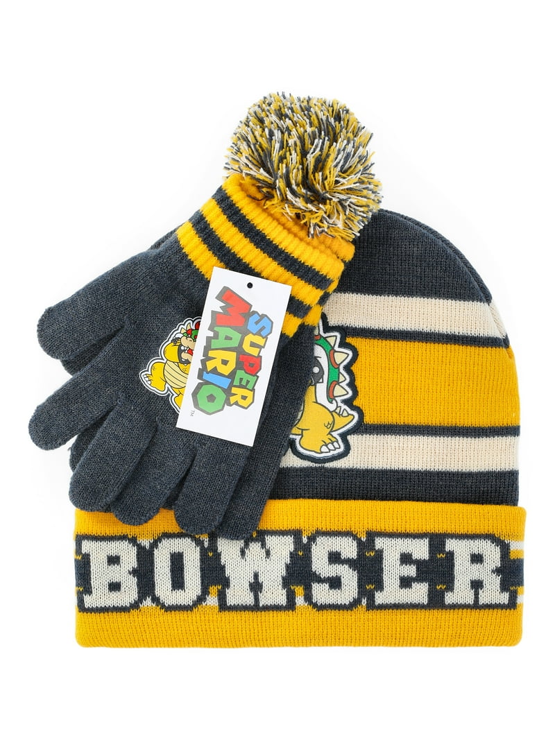 Super Mario Bowser Beanie Hat and Gloves Set, 2-Piece