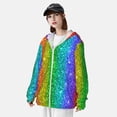 thumbnail image 3 of Fotbe Glitter Rainbow Chaqueta con Protección Solar UPF 50+ para Hombre y Mujer, Camisa con Capucha y Bolsillos-3X-Large, 3 of 7