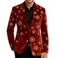 thumbnail image 5 of oelaio Corduroy Blazer for Men Christmas Sport Coat Notched Lapel Long Sleeve Suit Jacket Tuxedo Flower Xmas Gift Red XXXXL, 5 of 8