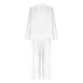 thumbnail image 5 of LEKWK Linen Sets for Women 2 Piece Plus Size Long Sleeve Crewneck Loose Fit Tops and Wide Leg Palazzo Pants Summer Casual Beach Vacation Outfits, 5 of 6