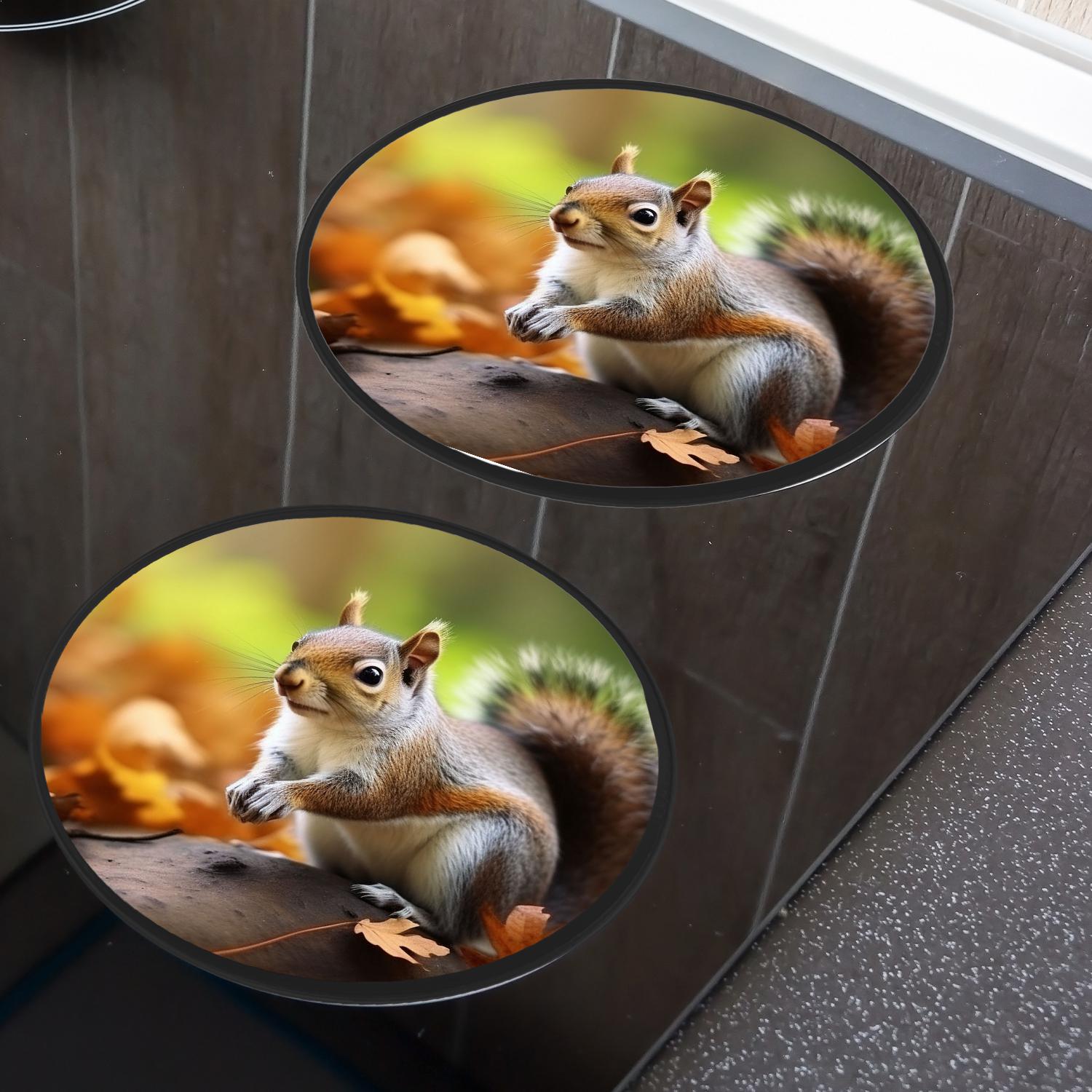 Round Stove Burner Covers 4 Pcs,Autumn Squirrel Forest Leaves Landscape Nature Lovely Round Electric Stove Burner Covers 8Inch And 10Inch