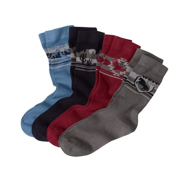 Atlas For Men - Calcetines Essential para Hombre - Pack de 4 (Negro, Azul, Burdeos, Gris Moteado)