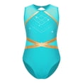 thumbnail image 3 of YONGHS Girls Sleeveless One Piece Gymnastics Leotards Tumbling Ballet Dance Unitard Bodysuit Blue Green 6, 3 of 7
