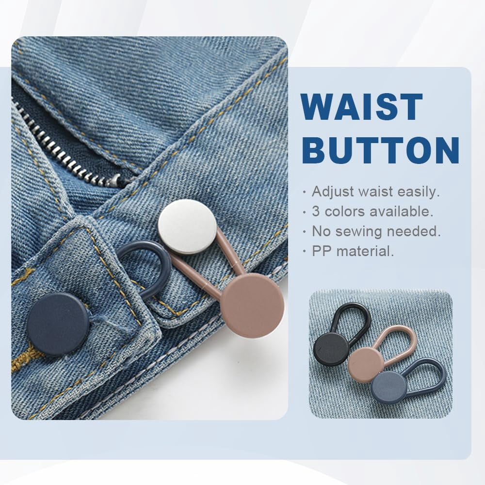 Rubber Pant Waistband Extender Button, 2025 New Button Extenders for Jeans, Waist Extenders for Pants for Men, Button Extenders for Pants for Women, No Sew Waist Extensions for 1-1.8 Inches (12)