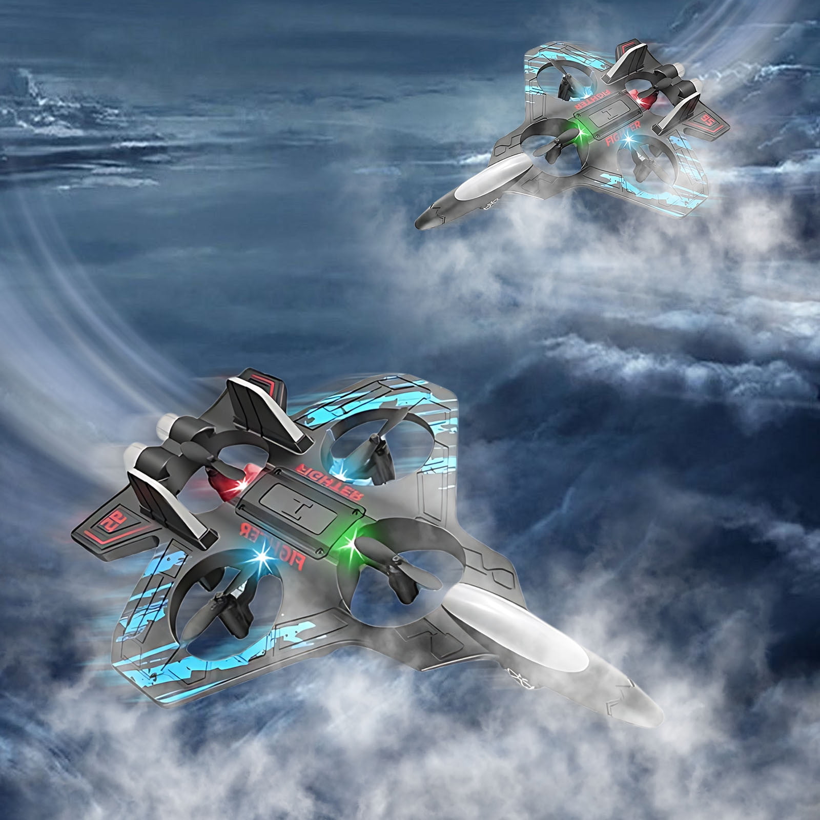 RC Riders Airplane Toy with LED Lights, 360 Degree Stunt Remote Control Foam Plane Easy Fly for Outdoor Backyard Night Adventures