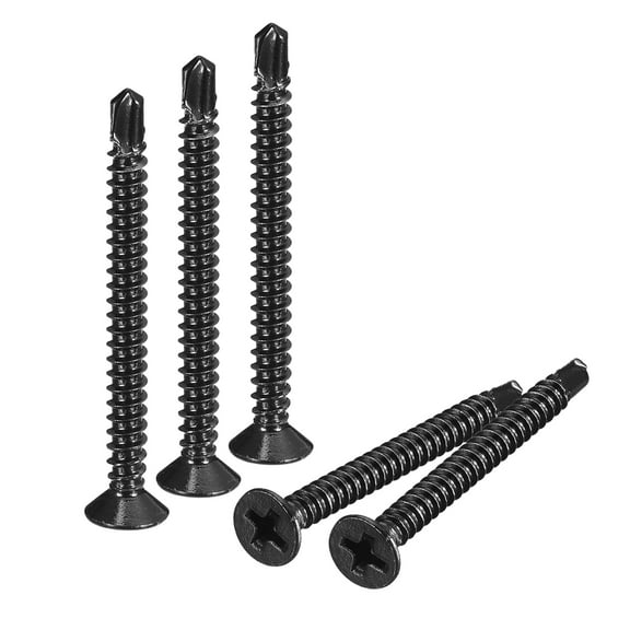 Uxcell #6 x 1-1/2" Sheet Metal Screws, 80pcs 410 Stainless Steel Flat Head Screws