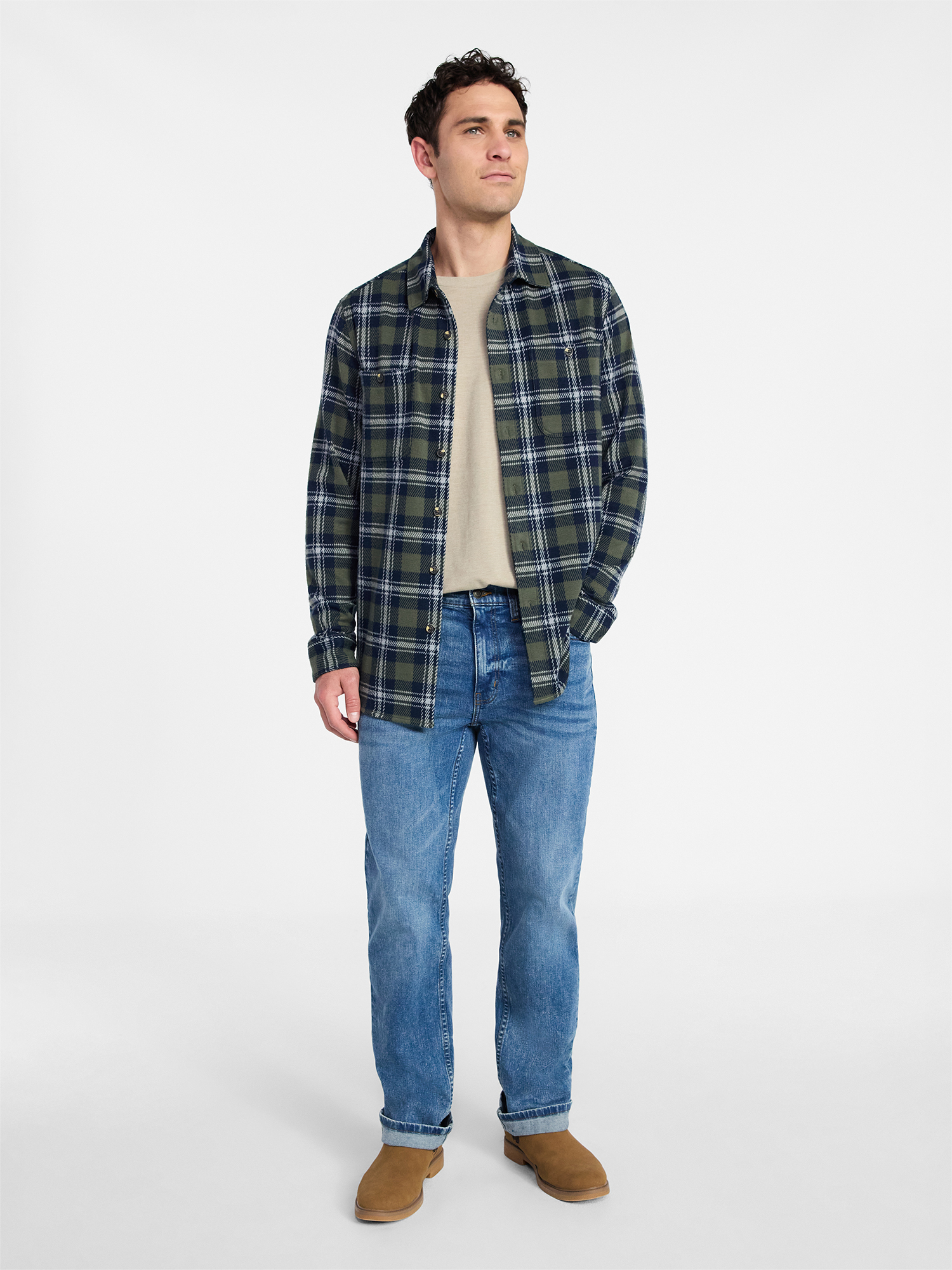 George Men's & Big Men's Knit Overshirt with Long Sleeves, Sizes S-3XL