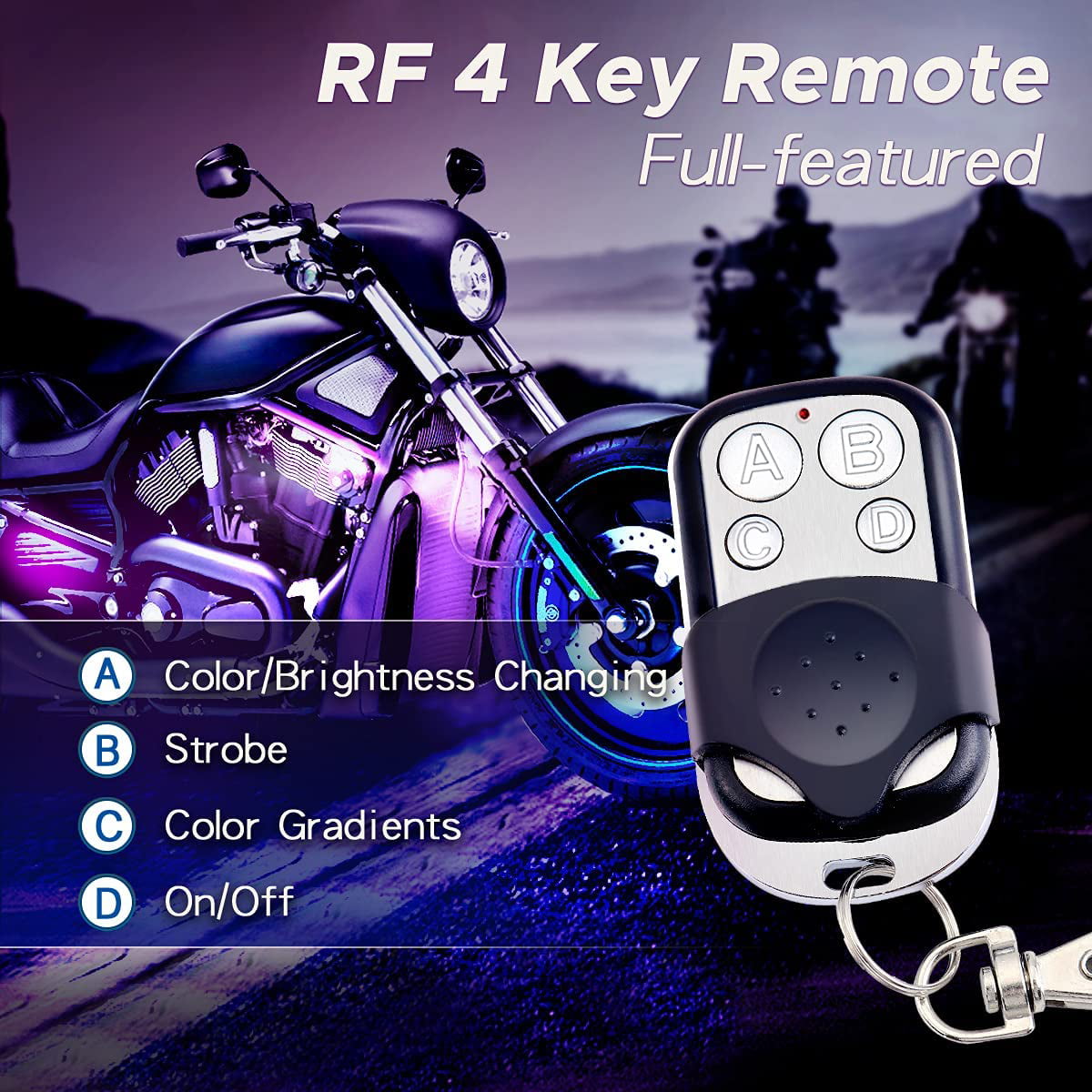 12Pcs Motorcycle LED Light Kit Strips RGB Waterproof w/ APP IR RF Control US 
