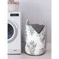 thumbnail image 3 of Floral Laundry Bag, Vintage Monochrome Design Outline Graphic of Wild Plants with Flowers, Basket with Handles Drawstring Closure for Laundromats, 13" x 19", Charcoal Grey and White, by Ambesonne, 3 of 4