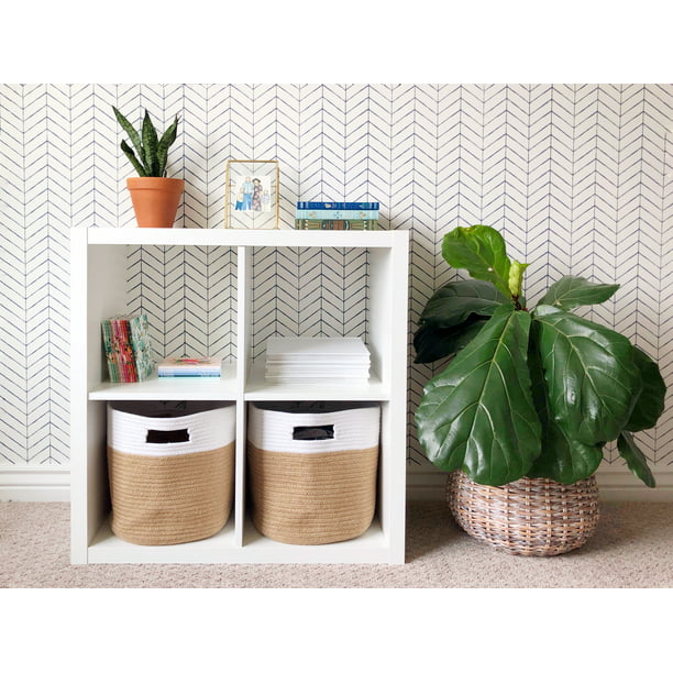 Chloe And Cotton Jute Baskets With, Cube Storage Baskets Wicker