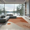 thumbnail image 2 of ODIKA 8'x10' Orange Cream Burnt Serene Waves Abstract Washable Area Rug Elegant Flowing Curves with Minimalist Touch for Living Room, Under Sectional, Family , Durable, Non-Slip, 2 of 7