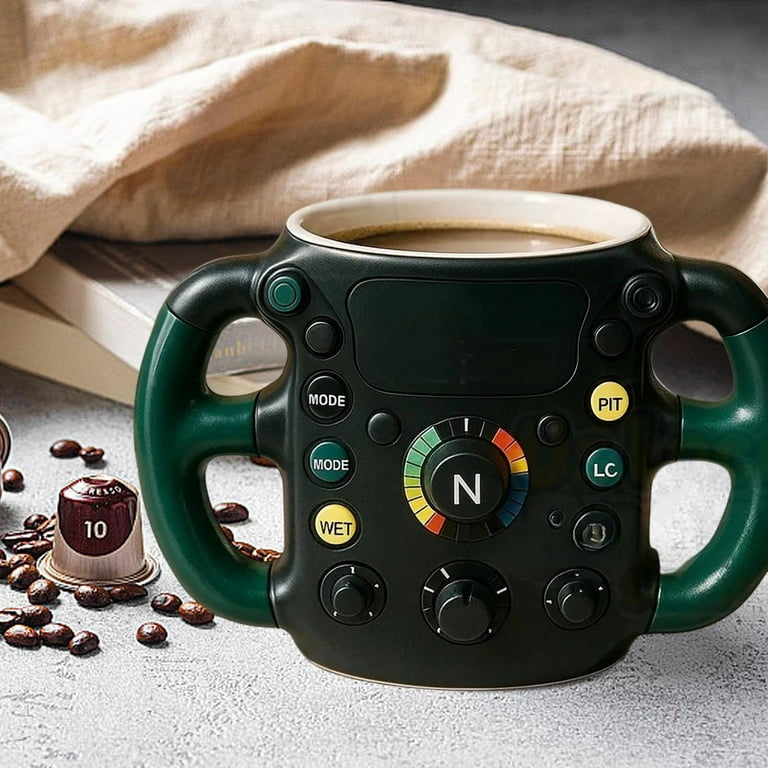 Automobile Steering Wheel Mug – Resin & Stainless Steel Racing