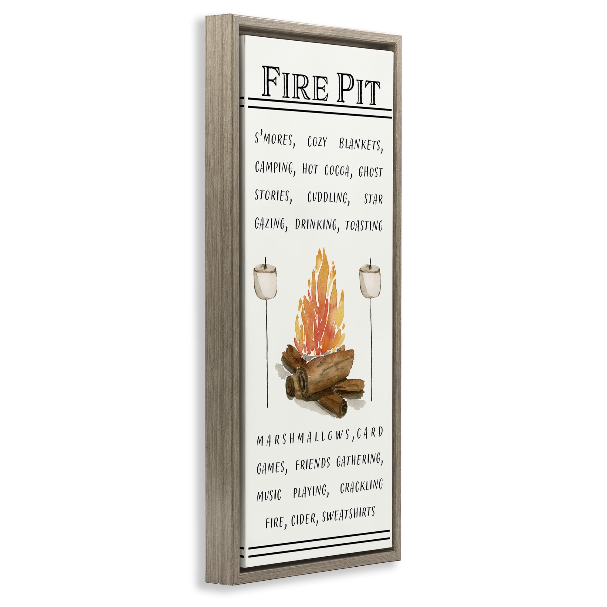 Stupell Industries Fire Pit & Marshmallows Food & Beverage Painting Brown Floater Framed Canvas Art Print Wall Art, 15 x 31