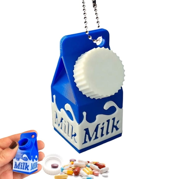 Cute Adorable Pocket Size Creative Milk Carton Keychain Portable Container Case Organizers Holder For Travel Essential