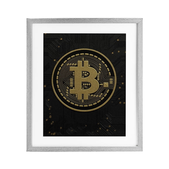Stupell Industries Art Deco Bold Golden Digital Currency Gray Framed Print Under Glass, 17 x 21, by Svetlana Aleynikova