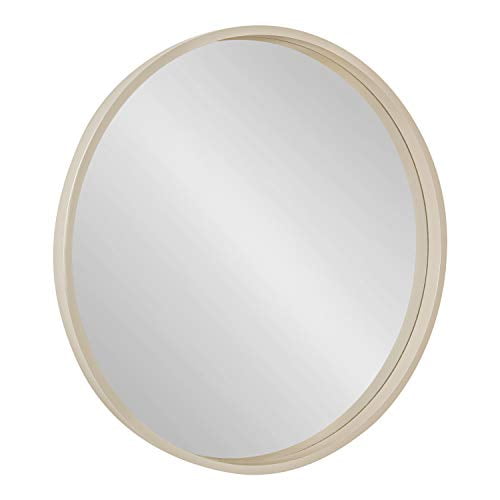 Kate and Laurel Travis Miroir Mural Rond Mi-Siècle, Diamètre de 25,6 Pouces, Sable Brun Pâle, Miroir d'Accent Moderne pour Mur