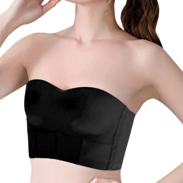Sujetador de realce sin tirantes de lencería para mujer, sujetador de bandeau invisible antideslizante sin aros Fridja nalpqowj32749