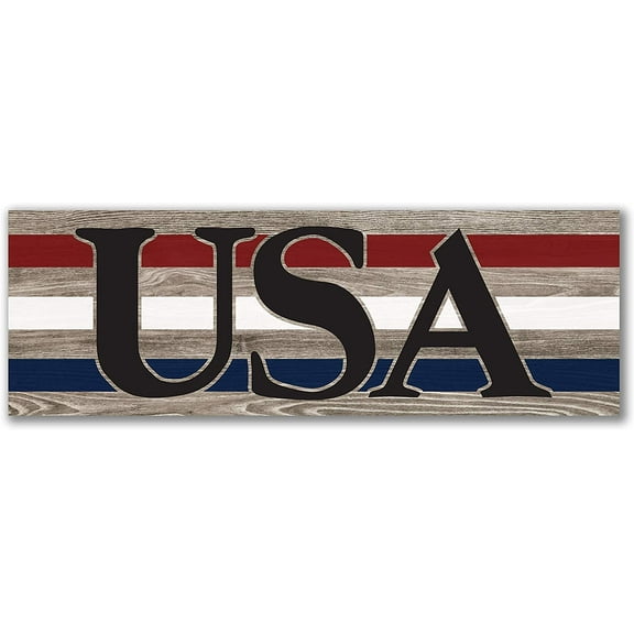 USA Stripes Rustic Wood Wall Sign 6x18