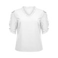 thumbnail image 4 of Camisa de Manga Corta con Cuello en V de las Señoras Casual, de Moda de Color Sólido para el Verano, 4 of 7