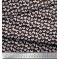 thumbnail image 3 of Soimoi Brown Cotton Voile Fabric Heart & Teddy Bear Face Print Fabric by Yard 42 Inch Wide, 3 of 3