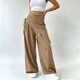 thumbnail image 2 of Admvng Womens Pants with Drawstring Detail Wrap Wide Leg High Waist Trousers, 2 of 5