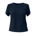 thumbnail image 5 of YuXingFu Tops for Women Trendy Plus Size Classic Casual Short Sleeve Crew Neck Pleated Tops - Side Pocket for Everyday Navy L, 5 of 8