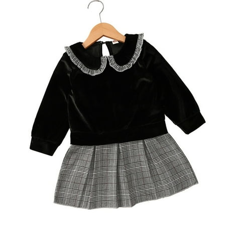 

Girls Fashion Dresses Babys Kids Toddler Girls Patchwork Spring Winter Long Sleeve Ruffle Princess Dress Clothes