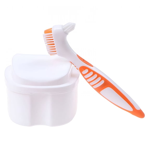 ACDANC Denture Box and Brush Set Retainer Cleaning Denture Case Brush Toothbrush
