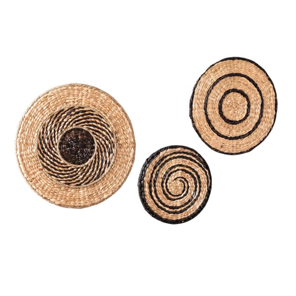 BOHO WALL DECOR Set of 3 Flat Woven Wall Decor Natural Seagrass