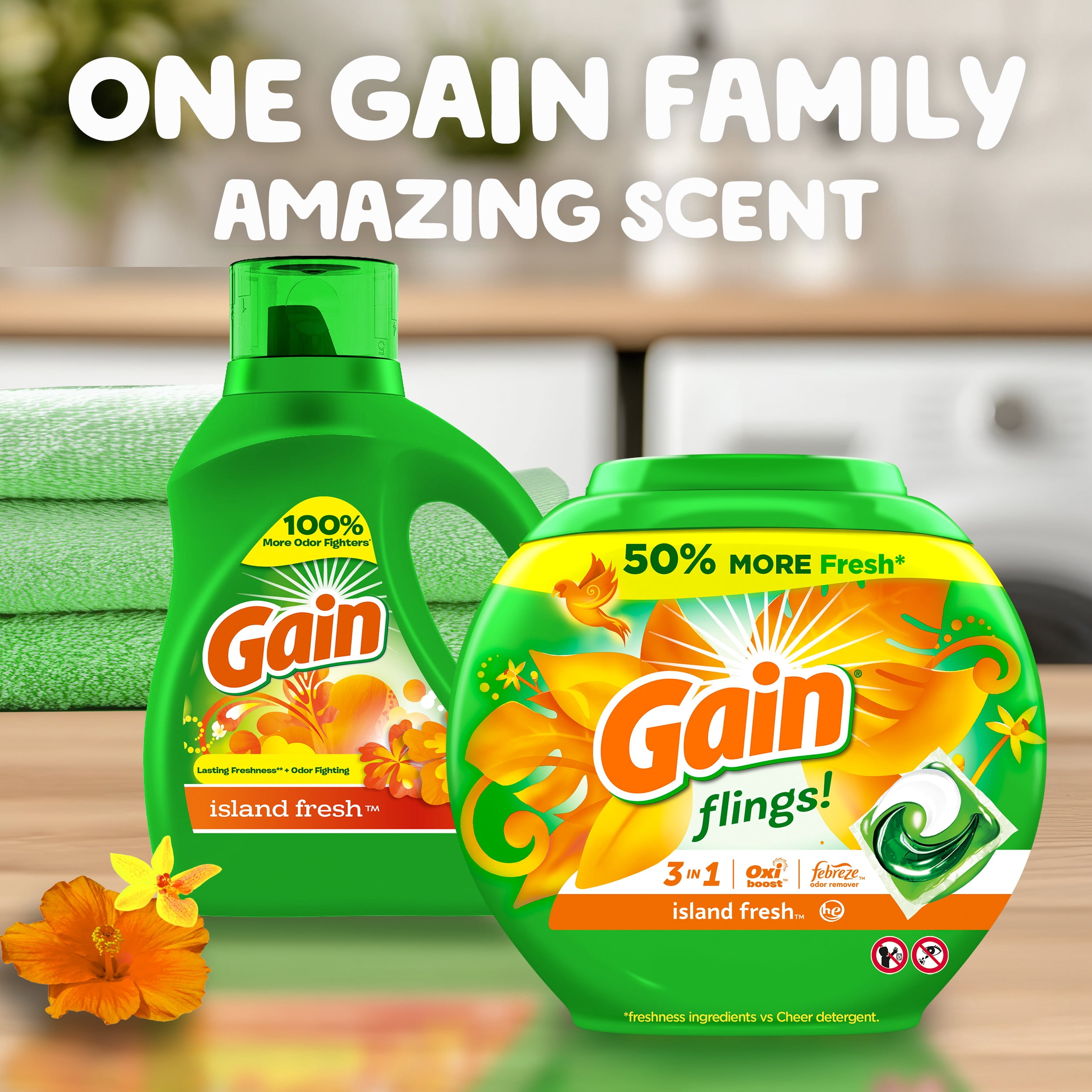 Gain Liquid Laundry Detergent, Island Fresh Scent, 88 fl oz, 61 Loads