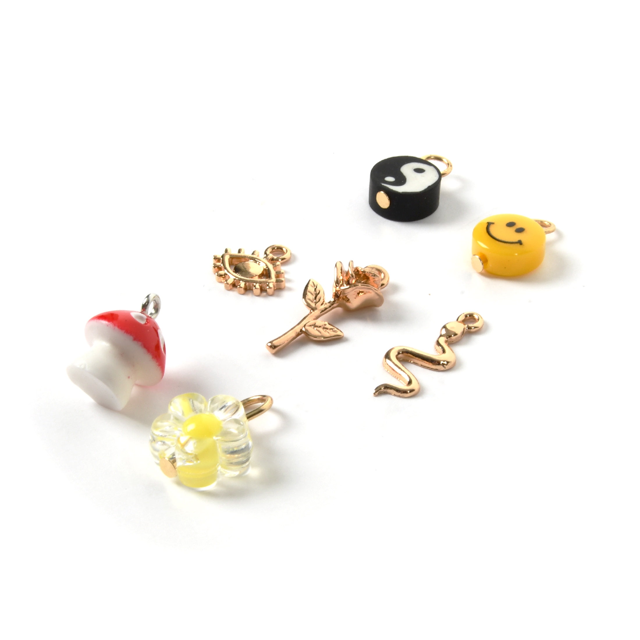 Blue Moon Beads Metal and Plastic Y2K Charm Set with for DIY Jewelry Making, 7 Piece-Unisex, Adult