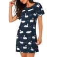 thumbnail image 2 of Fotbe Cartoon Swan Bata de Dormir para Mujer con Estampado, Camisón de Algodón de Manga Corta, Ropa de Dormir Casual, 2 of 6