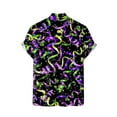 thumbnail image 3 of Bainana Men's Carnival Casual Shirts 3D Print Short Sleeve Lapel Collar Tops Comfortable Soft Men Mardi Gras Button Down T-Shirt Black Size L, 3 of 5