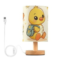 Cartoon Duck with Backpack Bedside Desk Lamp LED Table Nightstand Lamps Warm Light Fabric Lampshade for Home Bedroom Office Living Room Decor